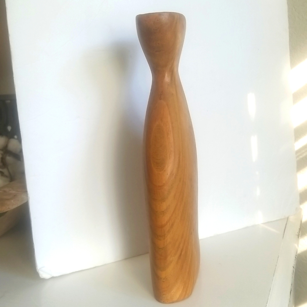 HANDMADE Heavy Wooden Tall Vase - Picture 4 of 9